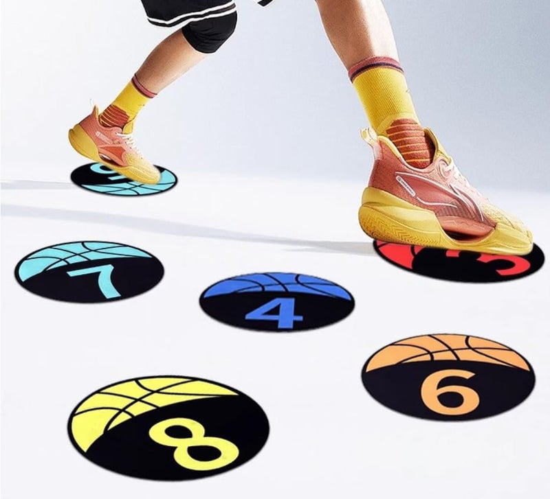 MUSKULO MONSTRO Basketball Training Discs with Numbers, 9" Colorful Anti-Slip Rubber Markers for Agility Drills, 5/10-Pack Waterproof Floor Spots with Carry Bag for Indoor/Outdoor Coaching & Training - Image 2